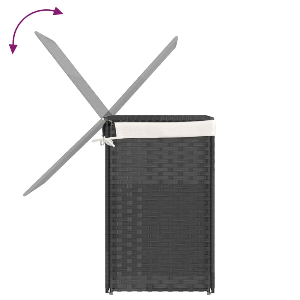 vidaXL Panier à linge avec 2 sections gris 53x35x57 cm résine tressée