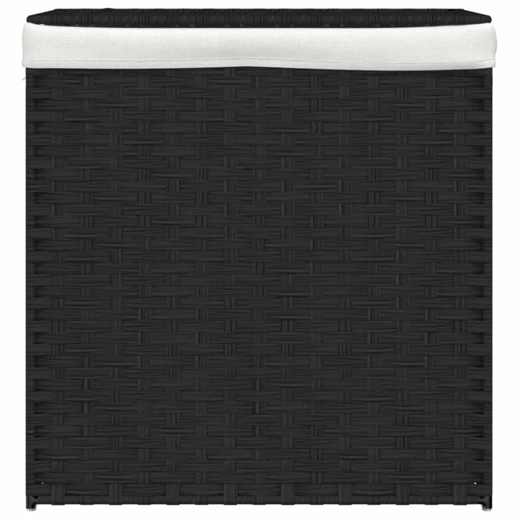 vidaXL Panier à linge avec 2 sections noir 53x35x57 cm résine tressée