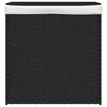 vidaXL Panier à linge avec 2 sections noir 53x35x57 cm résine tressée