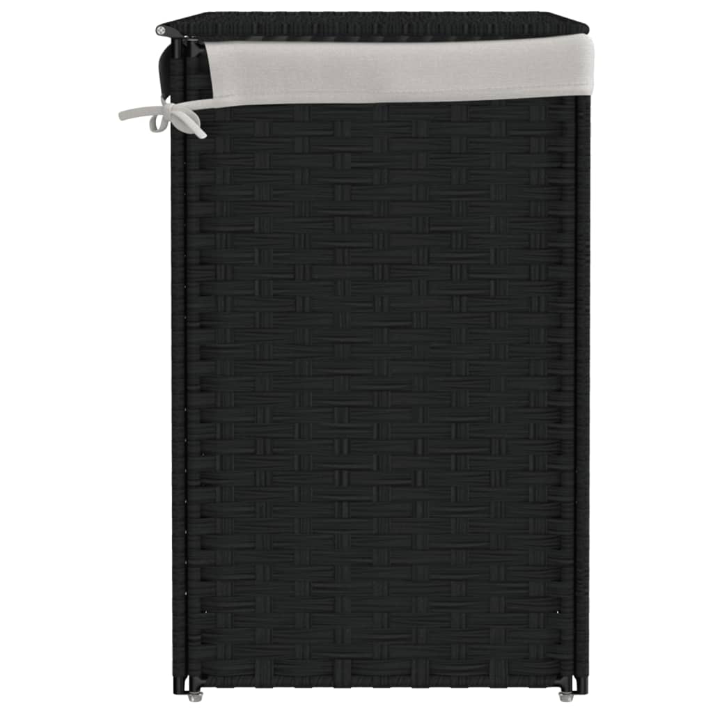 vidaXL Panier à linge avec 2 sections noir 53x35x57 cm résine tressée