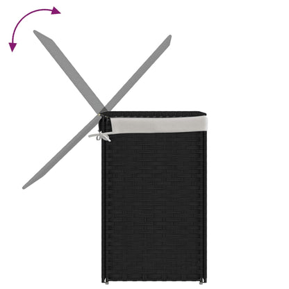 vidaXL Panier à linge avec 2 sections noir 53x35x57 cm résine tressée