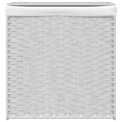 vidaXL Panier à linge avec 2 sections blanc 53x35x57 cm résine tressée