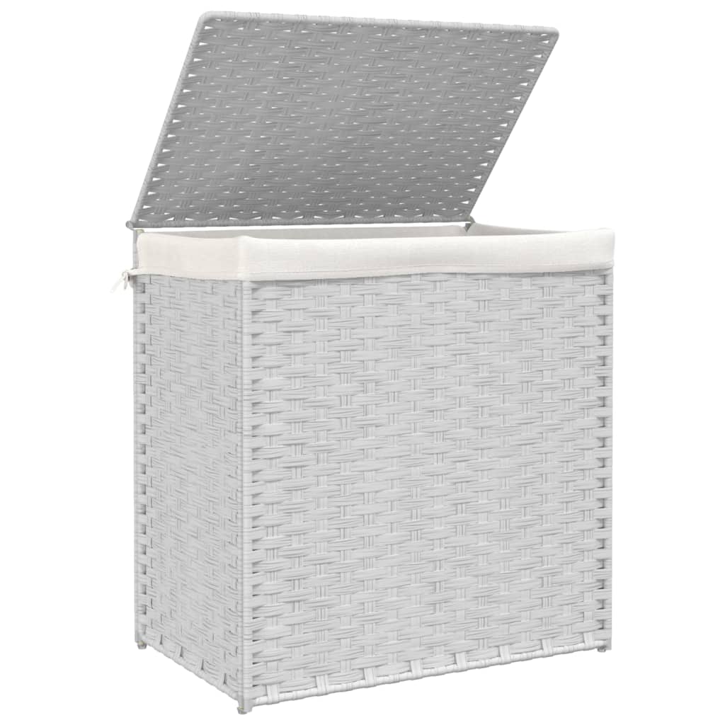 vidaXL Panier à linge avec 2 sections blanc 53x35x57 cm résine tressée