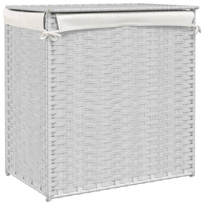 vidaXL Panier à linge avec 2 sections blanc 53x35x57 cm résine tressée