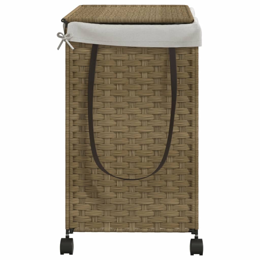 vidaXL Panier à linge avec roulettes 60x35x60,5 cm résine tressée