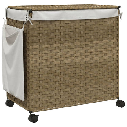 vidaXL Panier à linge avec roulettes 60x35x60,5 cm résine tressée