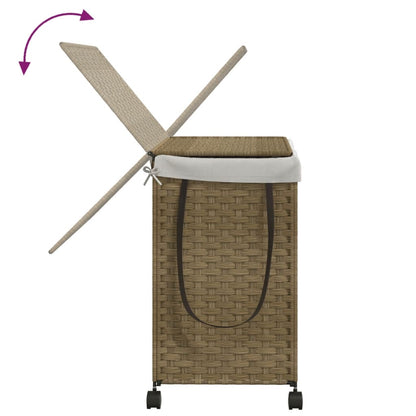 vidaXL Panier à linge avec roulettes 60x35x60,5 cm résine tressée