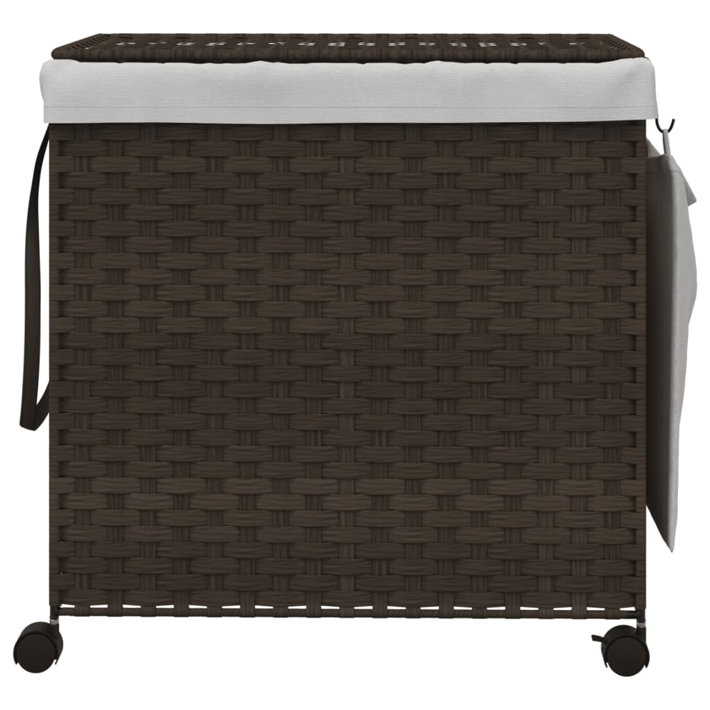 vidaXL Panier à linge avec roulettes marron foncé 60x35x60,5 cm