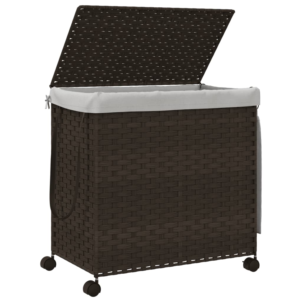 vidaXL Panier à linge avec roulettes marron foncé 60x35x60,5 cm