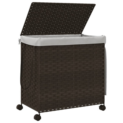 vidaXL Panier à linge avec roulettes marron foncé 60x35x60,5 cm