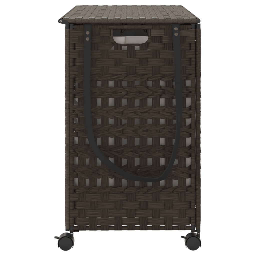 vidaXL Panier à linge avec roulettes marron foncé 66x35x60 cm