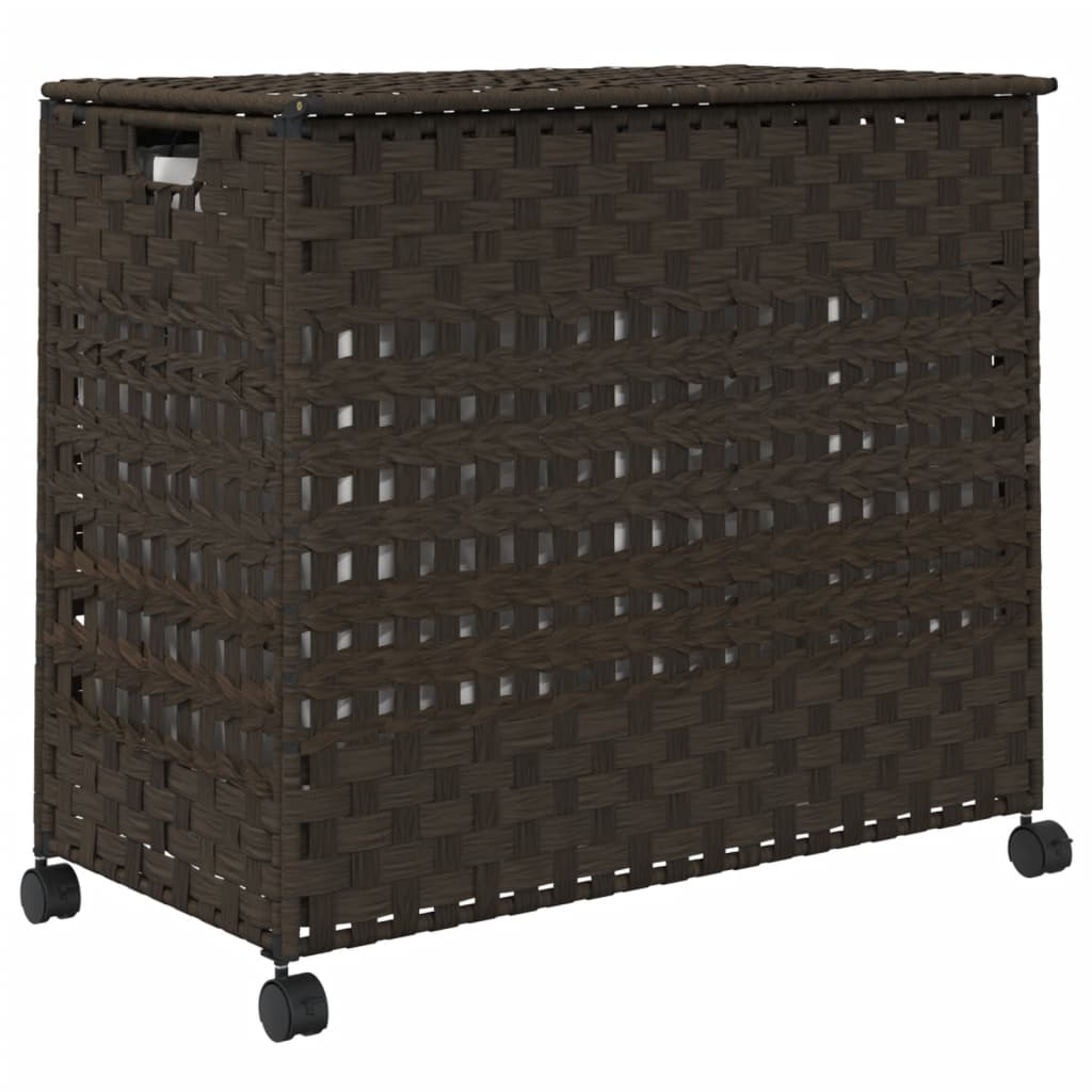 vidaXL Panier à linge avec roulettes marron foncé 66x35x60 cm