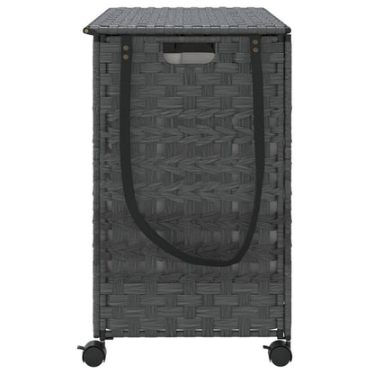 vidaXL Panier à linge avec roulettes gris 66x35x60 cm résine tressée