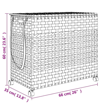 vidaXL Panier à linge avec roulettes gris 66x35x60 cm résine tressée