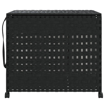 vidaXL Panier à linge avec roulettes noir 66x35x60 cm résine tressée