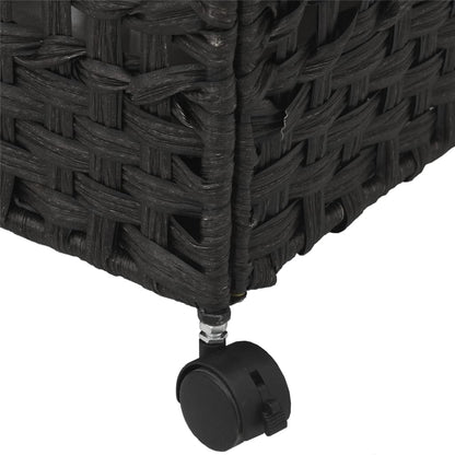 vidaXL Panier à linge avec roulettes noir 66x35x60 cm résine tressée
