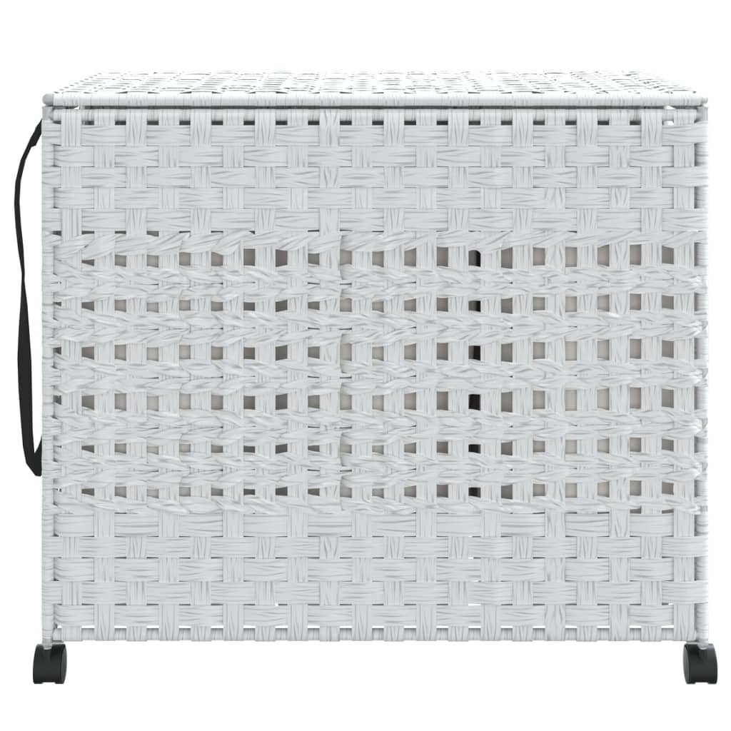 vidaXL Panier à linge avec roulettes blanc 66x35x60 cm résine tressée