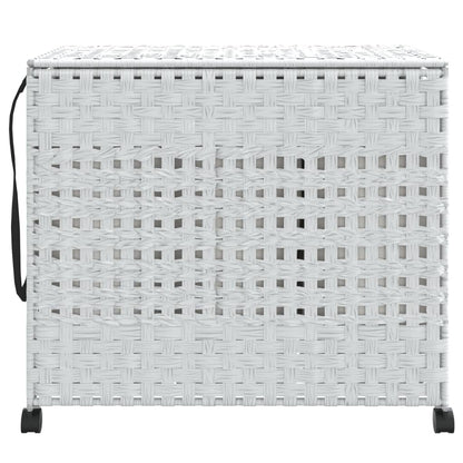 vidaXL Panier à linge avec roulettes blanc 66x35x60 cm résine tressée