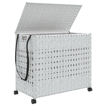 vidaXL Panier à linge avec roulettes blanc 66x35x60 cm résine tressée