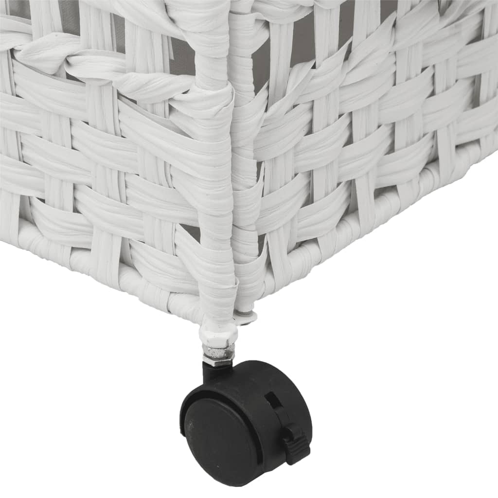 vidaXL Panier à linge avec roulettes blanc 66x35x60 cm résine tressée
