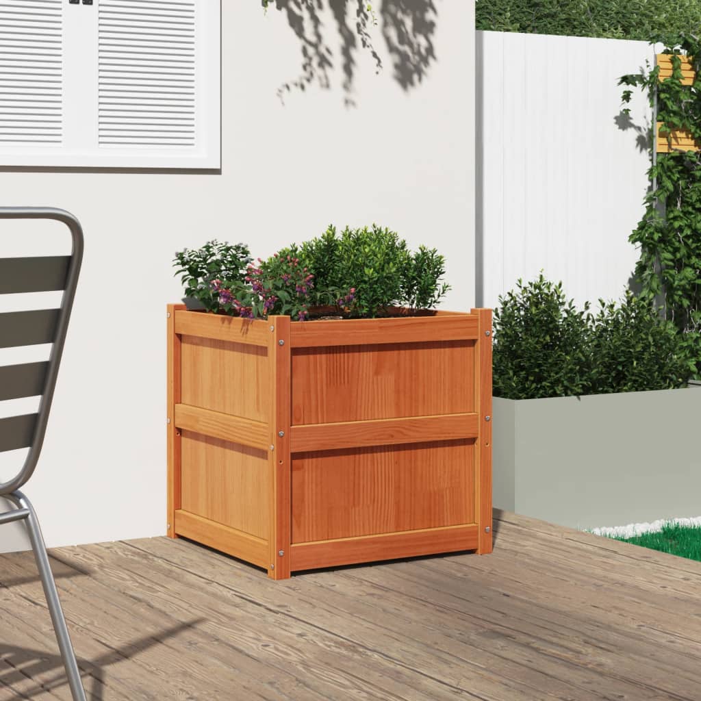 vidaXL Jardinière cire marron 60x60x60 cm bois de pin massif