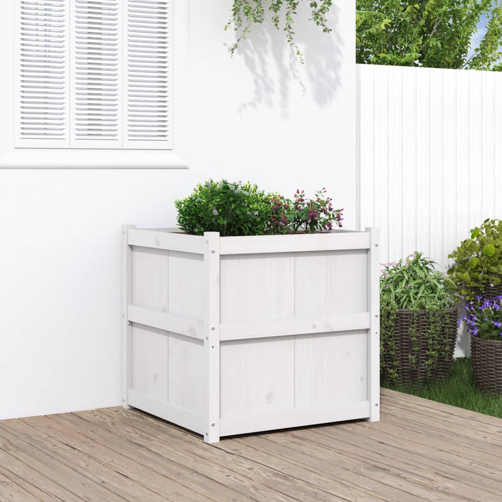 vidaXL Jardinière d'extérieur blanc 70x70x70 cm bois de pin massif