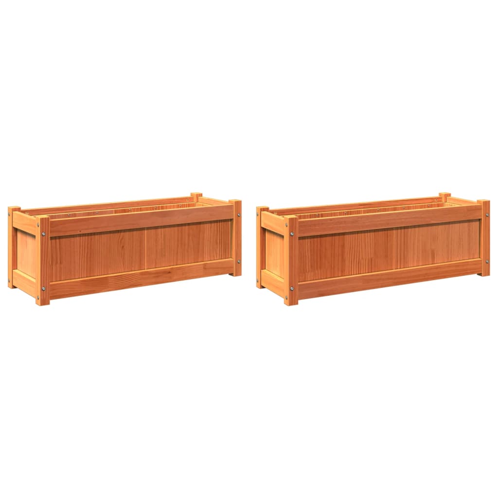vidaXL Jardinières 2 pcs cire marron bois de pin massif