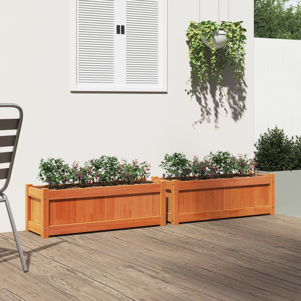 vidaXL Jardinières 2 pcs cire marron bois de pin massif