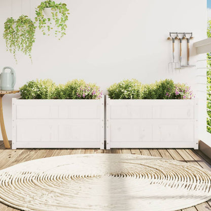 vidaXL Jardinières 2 pcs blanc bois de pin massif