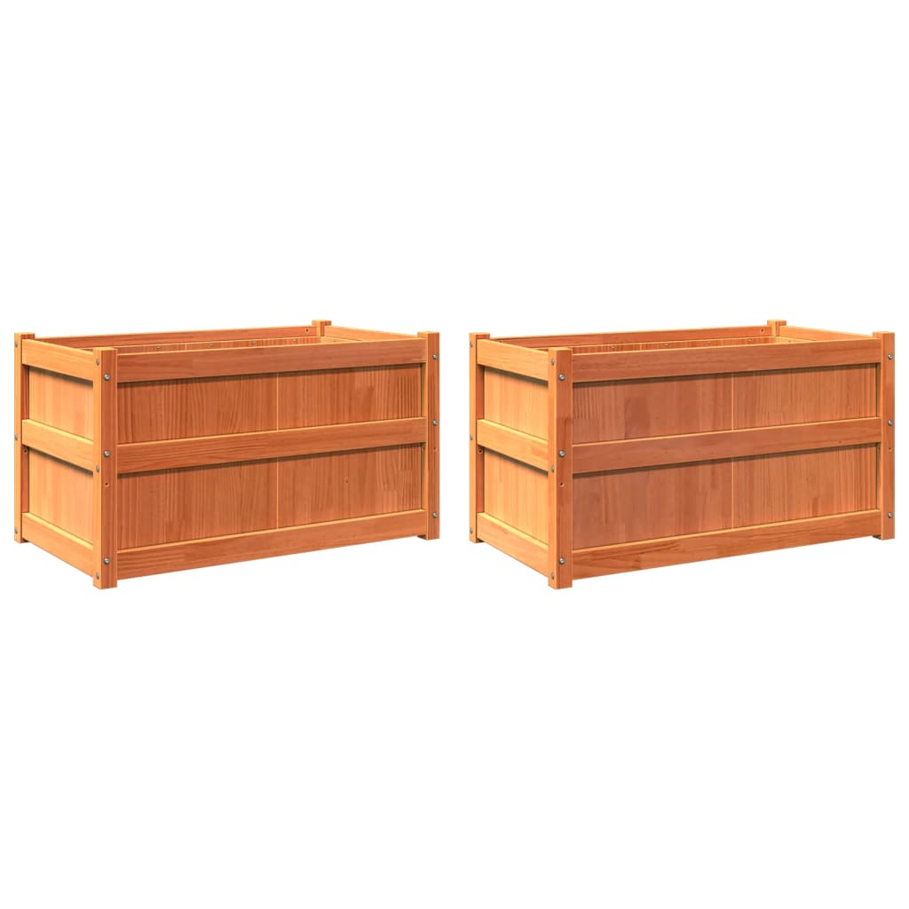 vidaXL Jardinières 2 pcs cire marron bois de pin massif