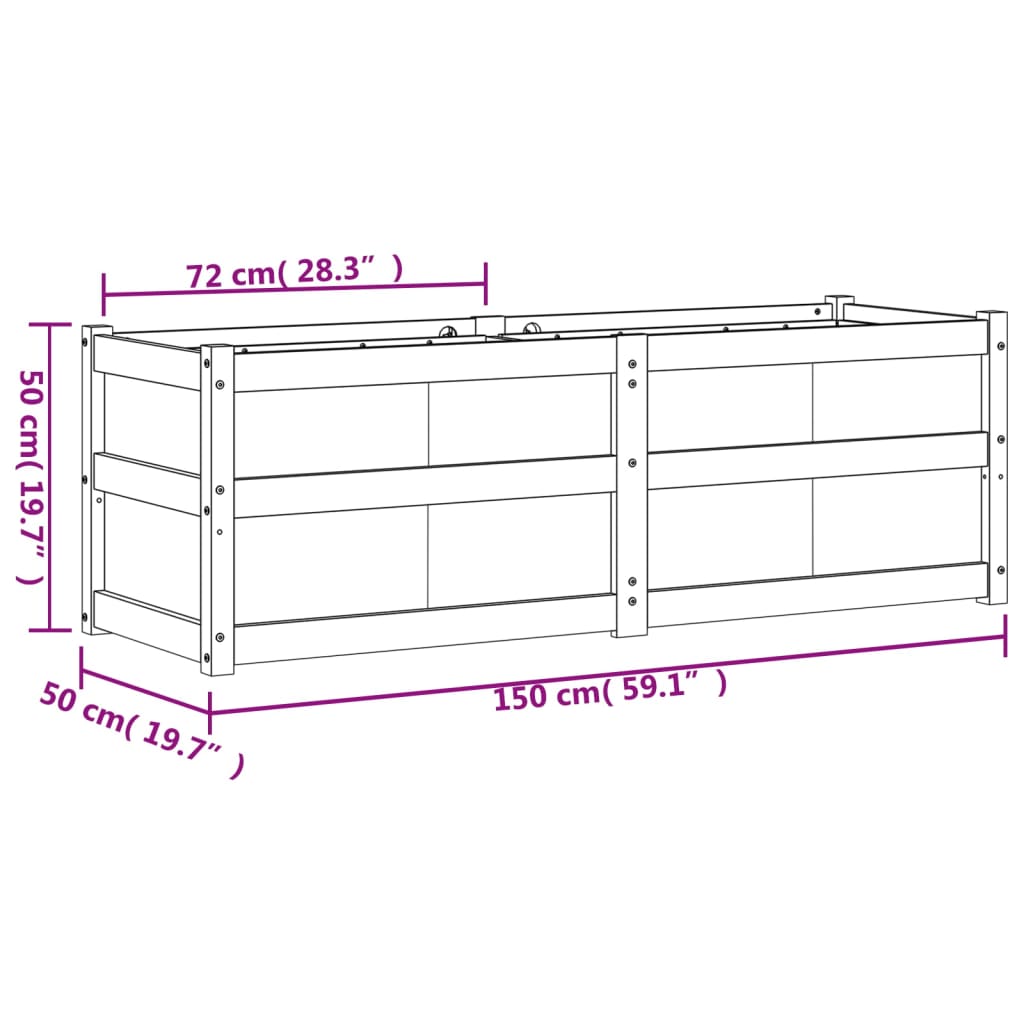vidaXL Jardinière 150x50x50 cm bois de pin imprégné