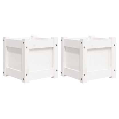 vidaXL Jardinières 2 pcs blanc bois de pin massif