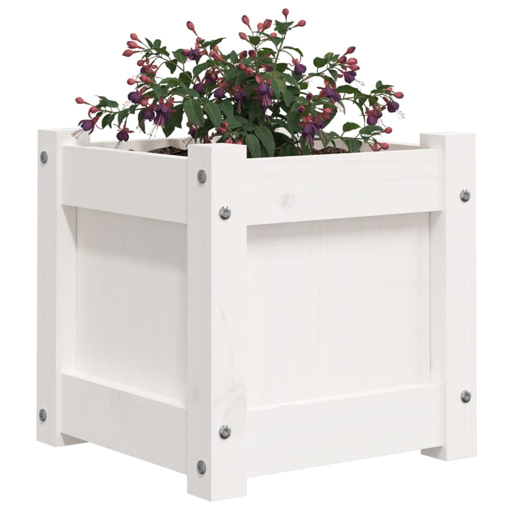 vidaXL Jardinières 2 pcs blanc bois de pin massif