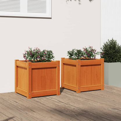vidaXL Jardinières 2 pcs cire marron bois de pin massif