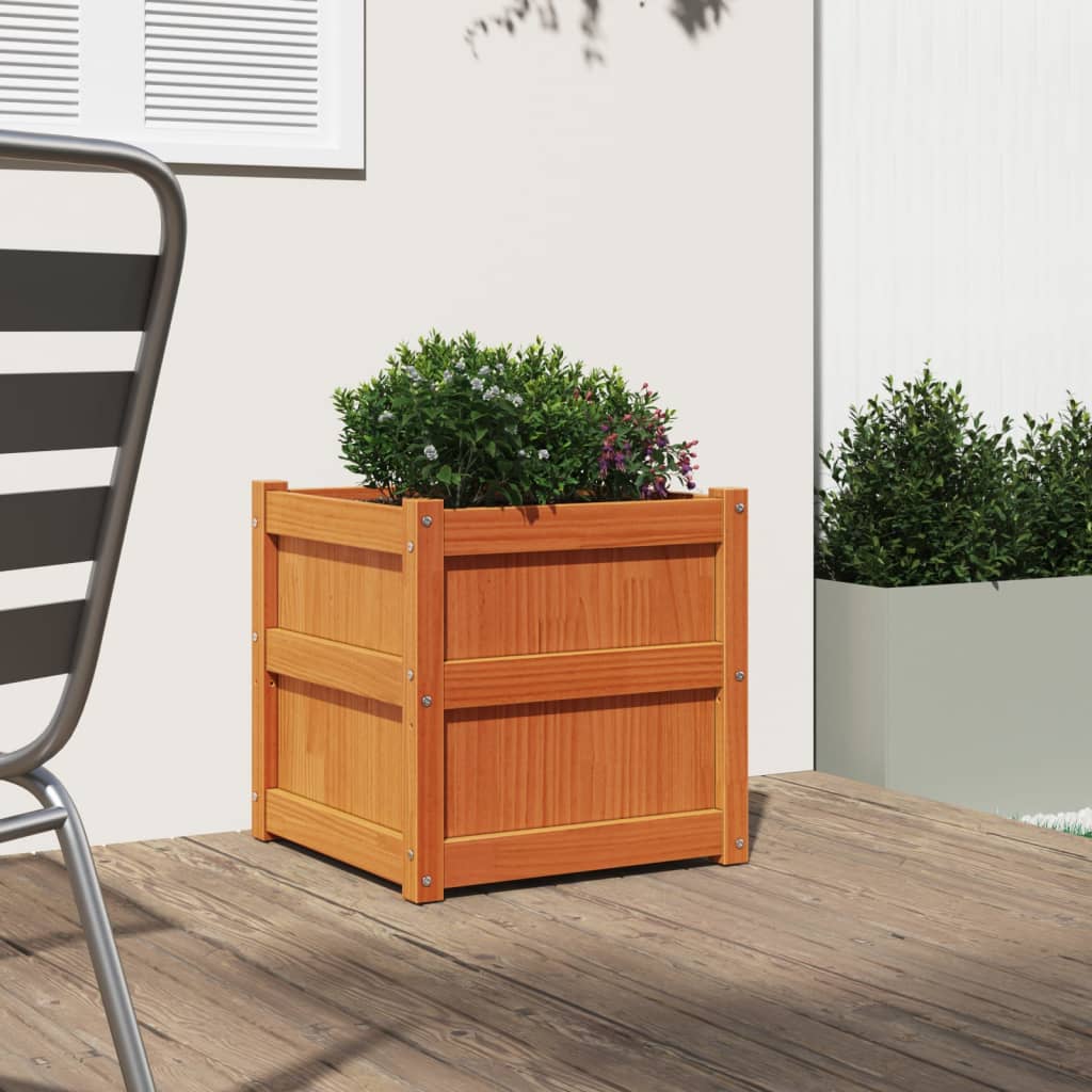 vidaXL Jardinière cire marron 50x50x50 cm bois de pin massif
