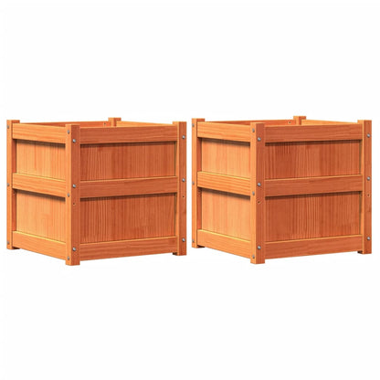 vidaXL Jardinières 2 pcs cire marron bois de pin massif