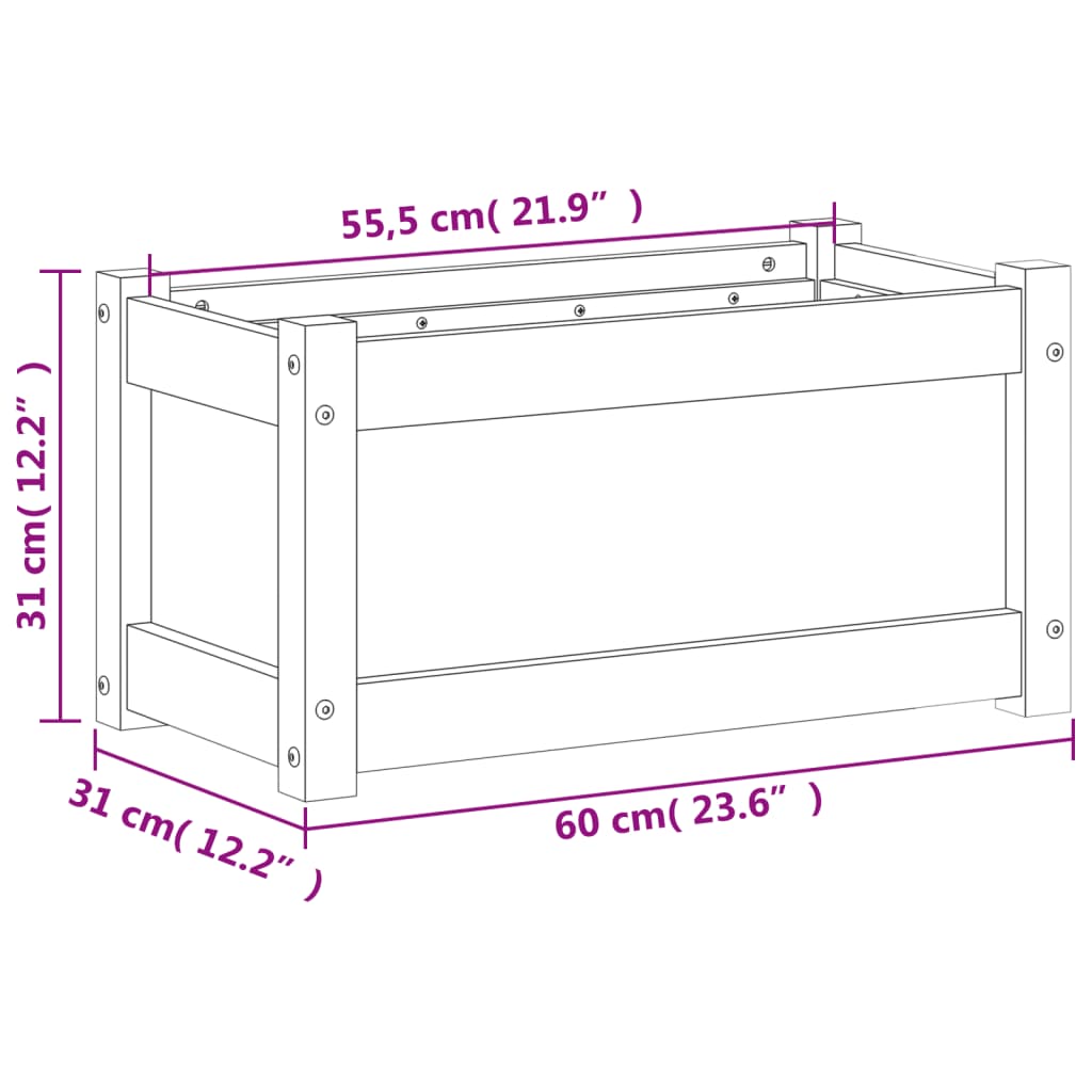 vidaXL Jardinière 60x31x31 cm bois de pin imprégné