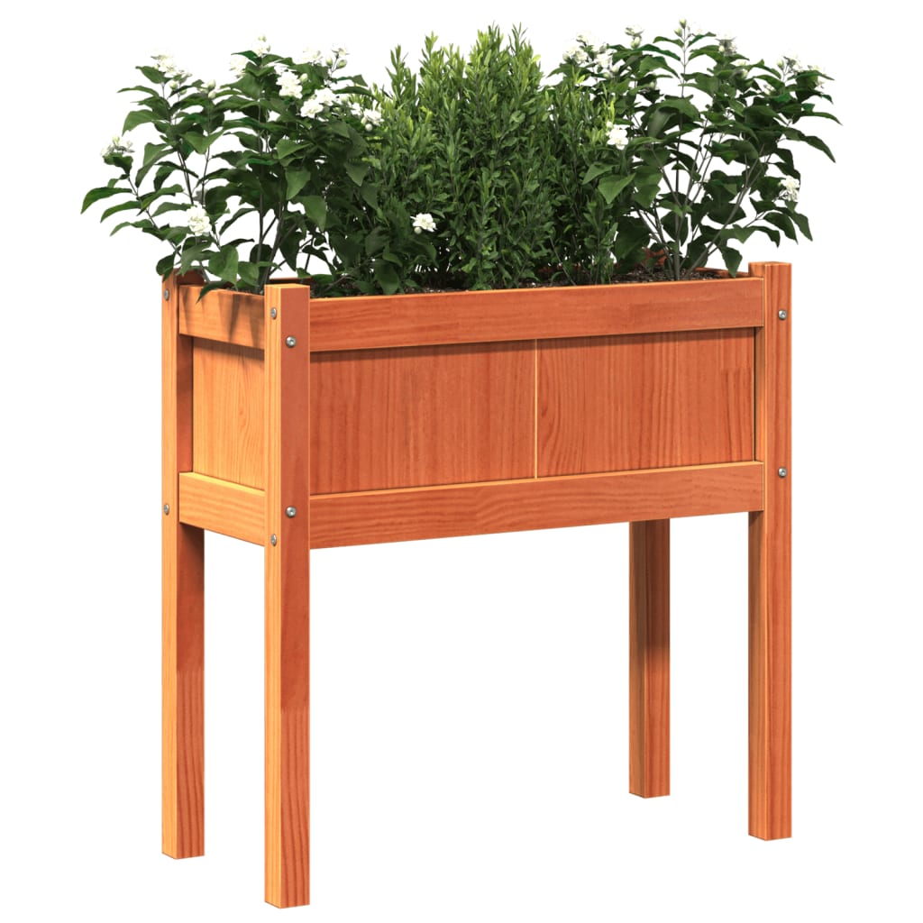 vidaXL Jardinières 2 pcs avec pieds cire marron bois de pin massif