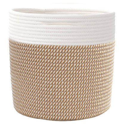 vidaXL Paniers de rangement 2 pcs marron et blanc Ø28x28 cm coton