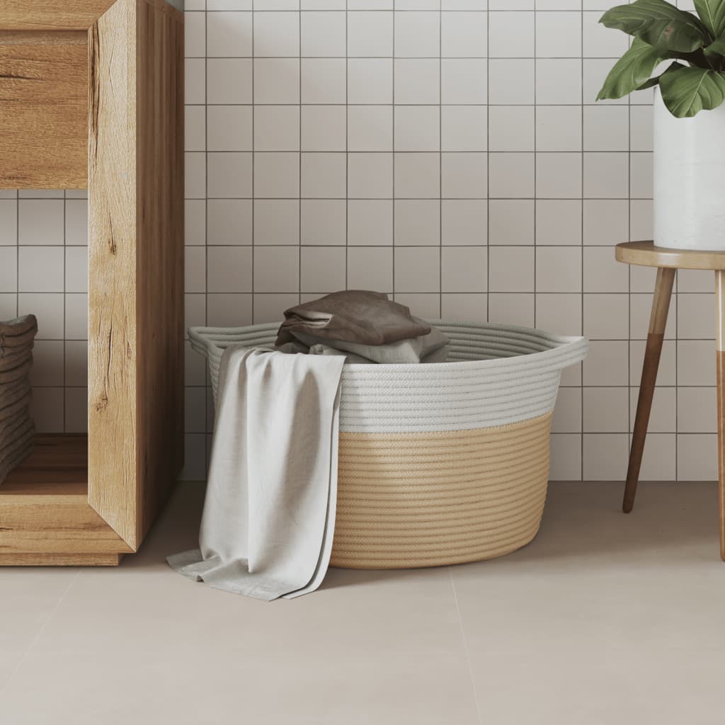 vidaXL Panier de rangement beige et blanc Ø40x25 cm coton