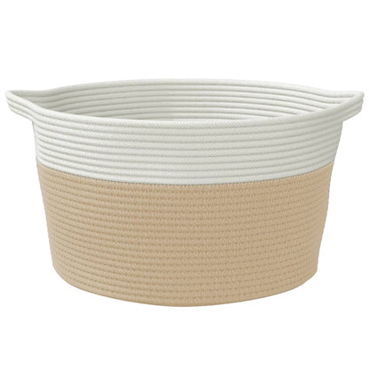 vidaXL Panier de rangement beige et blanc Ø40x25 cm coton