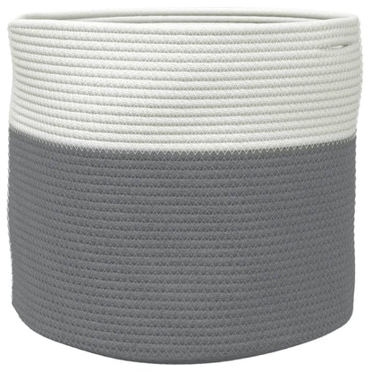 vidaXL Panier de rangement gris et blanc Ø40x35 cm coton