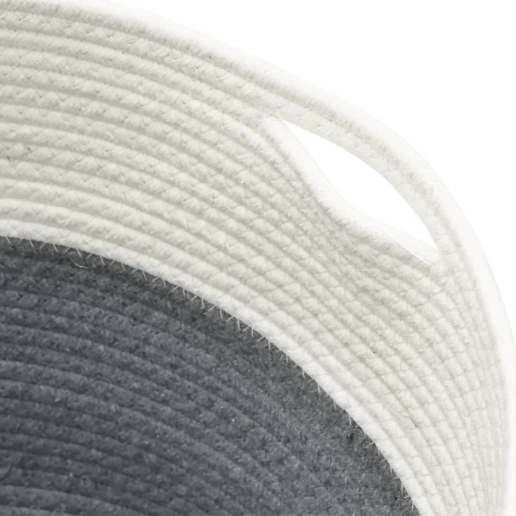 vidaXL Panier de rangement gris et blanc Ø40x35 cm coton