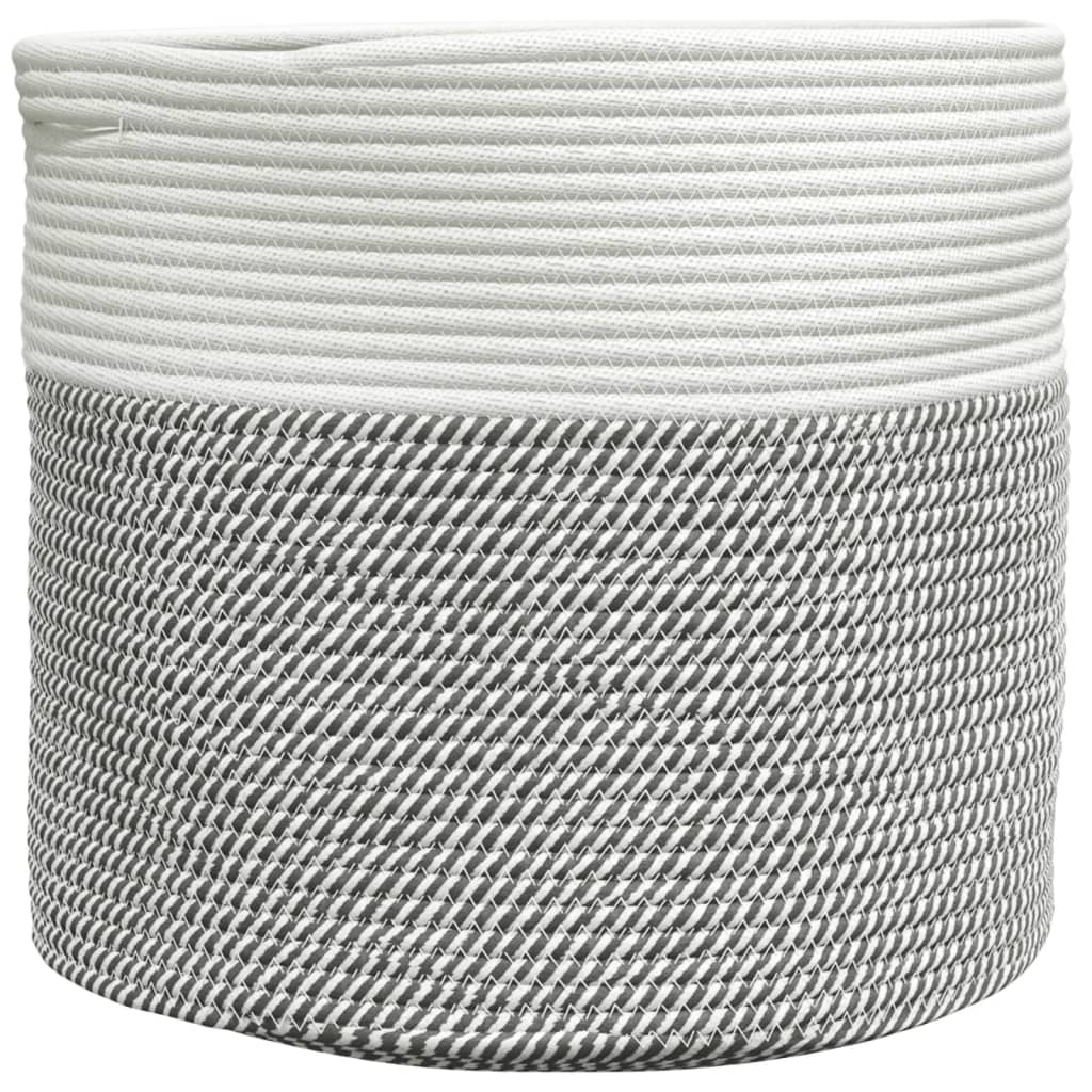 vidaXL Panier de rangement gris et blanc Ø40x35 cm coton