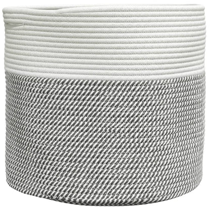 vidaXL Panier de rangement gris et blanc Ø40x35 cm coton