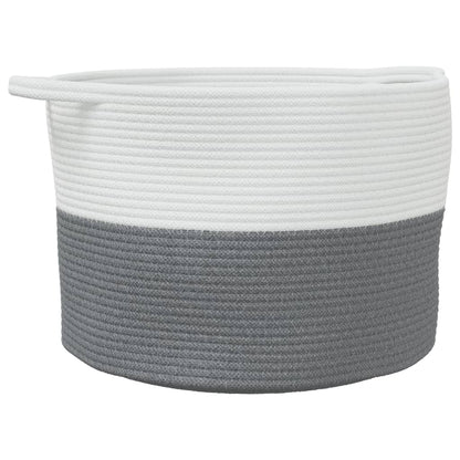 vidaXL Panier à linge gris et blanc Ø55x36 cm coton