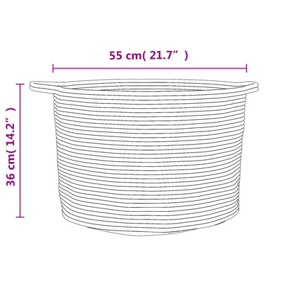 vidaXL Panier à linge gris et blanc Ø55x36 cm coton