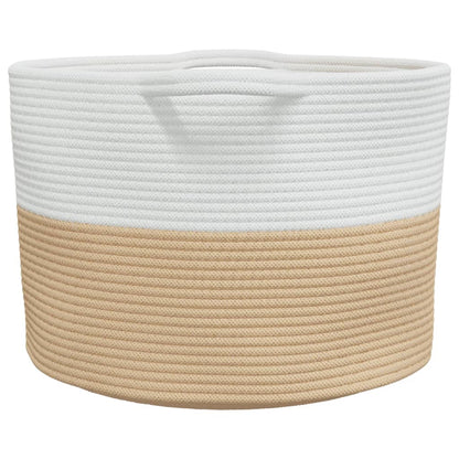 vidaXL Panier à linge beige et blanc Ø55x36 cm coton
