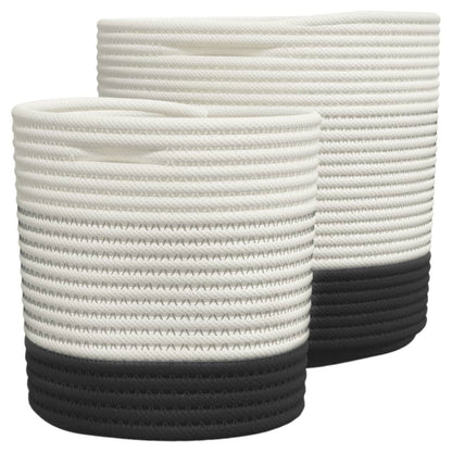 vidaXL Paniers de rangement 2 pcs blanc et noir coton