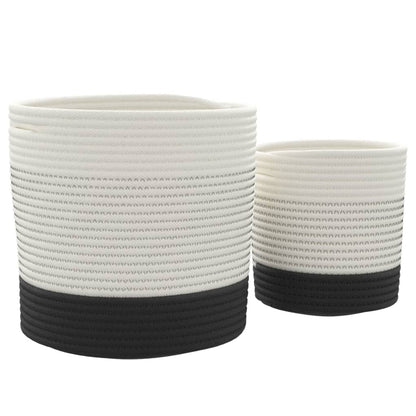 vidaXL Paniers de rangement 2 pcs blanc et noir coton